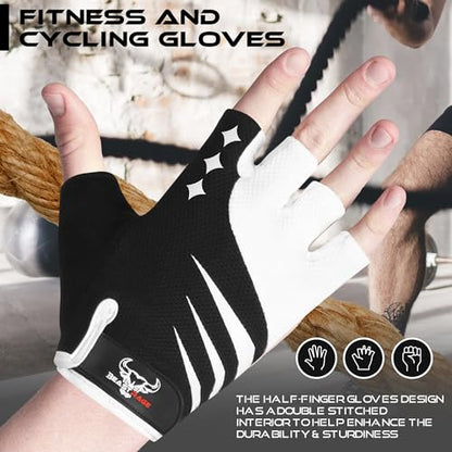 BEAST RAGE Half Finger Cycling Gloves for Men Women, Gel Padded Anti-Slip Shock Absorbing Weight Lifting Gym Gloves Cycle Mountain Bike Gloves for MTB, Biking, Hiking - color: Grey