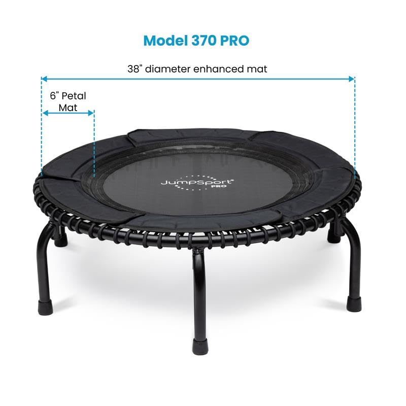 JumpSport 39" PRO Fitness Trampoline, 370 PRO, Exercise Rebounder, 36 Adjustable Bungees, 300 lb Wt. Rating