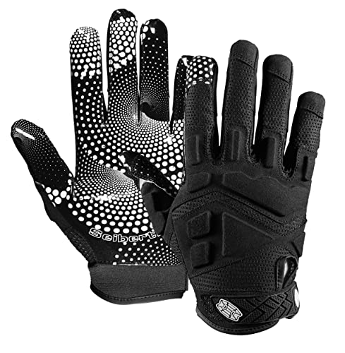 Seibertron Pro 3.0 Twelve Constellations Elite Ultra-Stick Football Receiver Gloves | Super Sticky Grip for Youth Kids Boys 8-12 Girls & Adult Men & Women, Perfect Sports Gift - color: Black Breathable, size: L Adult