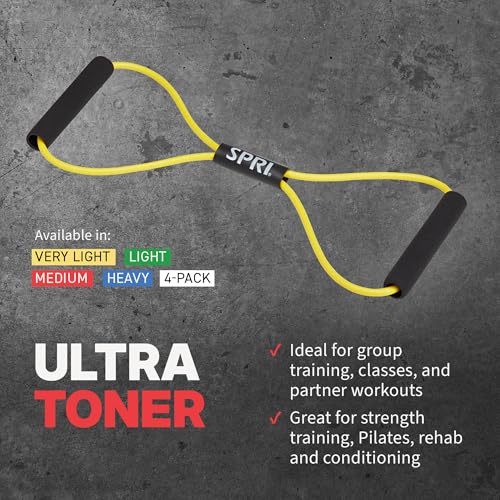 SPRI Ultra Toner Figure 8 Resistance Band with Padded Handles Great for Stretch, Exercise, Fitness Training, Yoga, Resistance Weights, Therapy, Gym or Home Workout Equipment. - style: Very Light