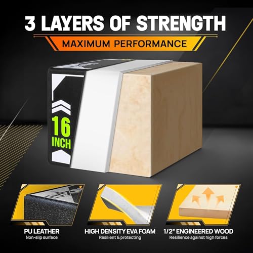 Yes4All 3-in-1 Soft-Padded Plyo Box With Wooden Core, Non-Slip Multi-Use Cushioned Plyometric Jump Box with Vinyl Cover for Jumping, Conditioning, Strength Training