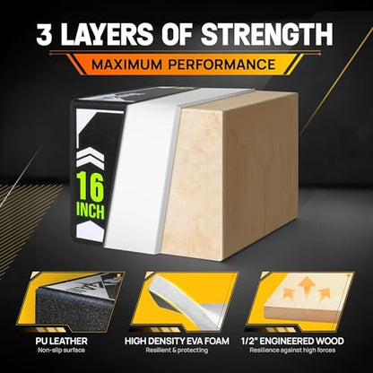 Yes4All 3-in-1 Soft-Padded Plyo Box With Wooden Core, Non-Slip Multi-Use Cushioned Plyometric Jump Box with Vinyl Cover for Jumping, Conditioning, Strength Training