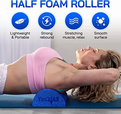 Yes4All Soft-Density Half PE Foam Roller 18 inch for Tissue and Muscle Massage, Back, Legs + Yes4All Medium-Density Half EVA Foam Roller 36 inch for Physical Activities & Muscle Massage