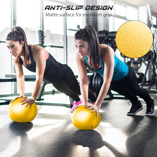 Cikyner Soft Pilates Ball, Small Exercise Ball 9 Inch Mini Gym Ball with Inflatable Straw, Suitable for Pilates, Yoga, Full Body Training, Physical Therapy and Balance improving at Home, Gym & Office - color: Yellow