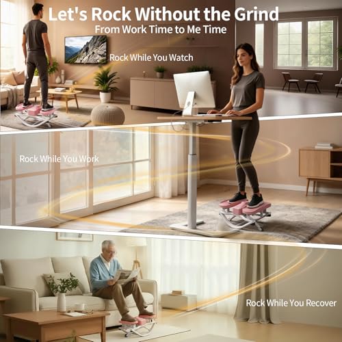 Rock Stepper, Side to Side Rock Stepper Exercise Machine, Low-Impact Balance Board with Digital Counter and Resistance Band, 330 LBS Weight Capacity for Full Body Workout Balance - color: Pink