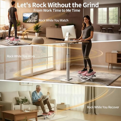 Rock Stepper, Side to Side Rock Stepper Exercise Machine, Low-Impact Balance Board with Digital Counter and Resistance Band, 330 LBS Weight Capacity for Full Body Workout Balance - color: Pink