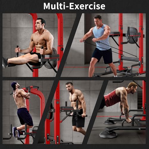 sogesfurniture Adjustable Dip Station & Pull Up Bar – Heavy Duty Calisthenics Workout Equipment for Home Gym, Multi-Function Fitness Training with Push Up Handles, Dips, Pull Ups & Push Ups