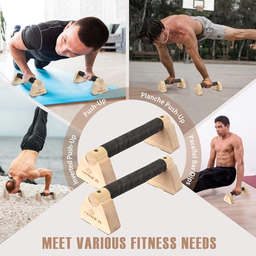 Wooden Parallettes Push Up Bars, 2 PCS Wood Calisthenics Bars with Non-Slip Base, Pushup Handles for Floor Home Fitness, Workout Equipment for Men and Women Strength Training - size: 30cm