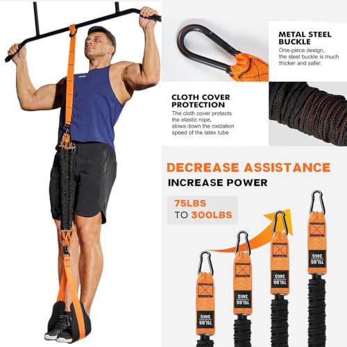 Pull Up Assist Bands Set of 4 Bands 300 Lbs - color: Orange
