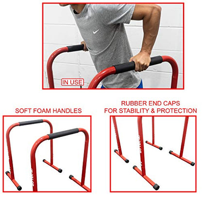 Valor Fitness Non-Slip Dip Station Stands – Bodyweight Exercise Equipment for Dips, L-Sits, Rows, Push-Ups, Pull-Ups Uppr Body Workout - Home Gym Strength Training