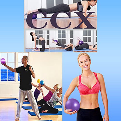 Exercise Pilates Mini Yoga Balls Barre Small for Home Stability Squishy Training Physical Therapy Improves Balance with Pump (Blue, 9 Inch)