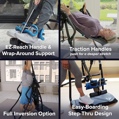TEETER FitSpine LX9 Inversion Table, Deluxe Easy-Reach Ankle Lock, Decompression Surface for Back Pain Relief, Integrated Accessories, UL Safety Certified, Heavy-Duty 300 lb Capacity, FDA Registered