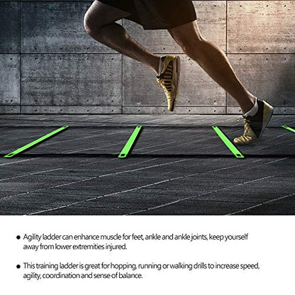 plplaaoo Football Training Ladder Soccer Agility Speed Ladder with 16 Adjustable Heavy Duty Rungs for Football Rugby Tennis Baseball Sports Yellow Red Green 800cm