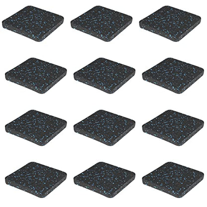 Treadmill Mat Pads - 12 PCS Bulk Pack High Density Rubber Squares for Multiple Exercise Equipment - Anti-Vibration Noise Dampening Pads for Rower, Stationary Bike, Weight Bench - size: 3.94" x 3.94" x 0.5"
