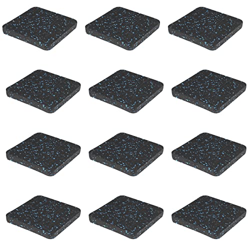 Treadmill Mat Pads - 12 PCS Bulk Pack High Density Rubber Squares for Multiple Exercise Equipment - Anti-Vibration Noise Dampening Pads for Rower, Stationary Bike, Weight Bench - size: 3.94" x 3.94" x 0.5"