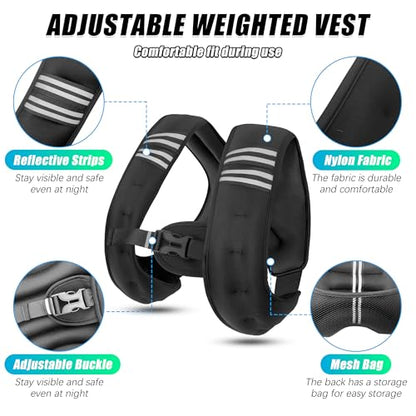 WTREE Weighted Vest Men or Women - Weights with Reflective Stripe, Weighted vest for Workout Equipment for Strength Training Night Running - size: 6 Lb