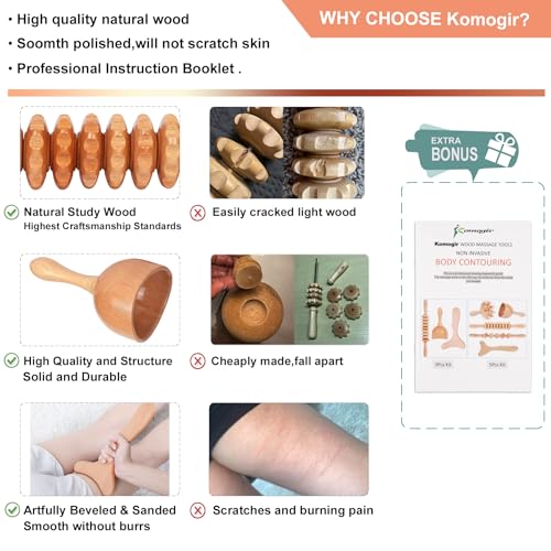 3-in-1 Wood Therapy Massage Tools Lymphatic Drainage Massager Wooden Massager for Maderoterapia,Anti-Cellulite, Body Sculpting & Contouring