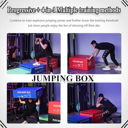4 in 1 Foam Plyometric Box, Adjustable Height Soft Foam Jump Box Set, Non-Slip, Durable, Easy-to-Clean Soft training box, Suitable for Gyms, Home, Jumping, etc.(Size:02+03+04（90*55*120cm）) - size: 02+03+04（90*55*120cm）