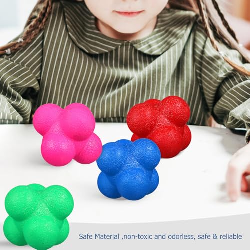 6 Pcs Reaction Balls Hexagonal Fitness Balls TPR Material High Difficulty Reflex Training Set for Agility and Hand-Eye Coordination Indoor Sports Exercise