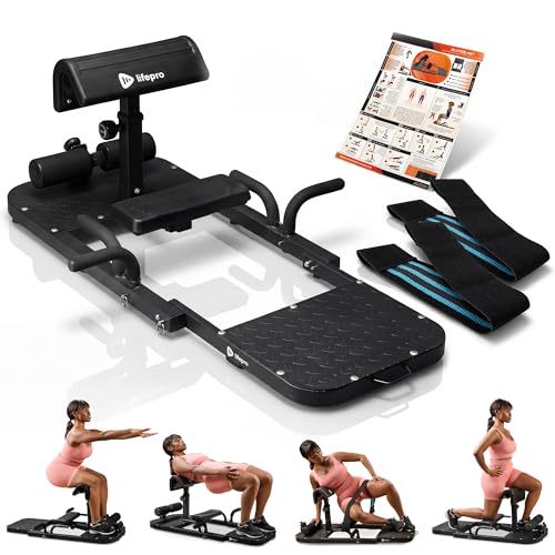 Lifepro Hip Thrust Machine – Adjustable Glutes Workout Equipment for Home – GluteBlast Foldable Booty Builder, Sissy Squat Machine, Thrust Glute Bench, Home Gym Glute Workout