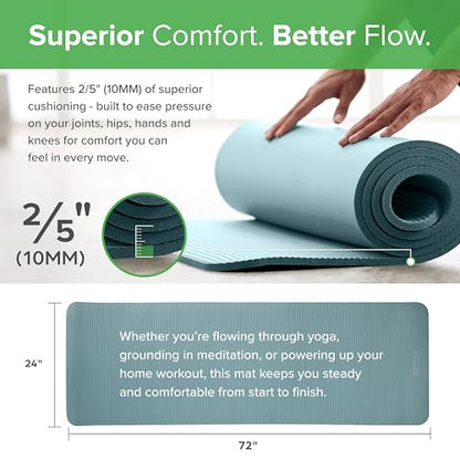Gaiam Yoga Mat, Pilates & Exercise Mat, Thick Mat 2/5" (10mm) Workout Mat with Easy-Cinch Carrying Strap for Home & Gym Workouts - color: Balsam