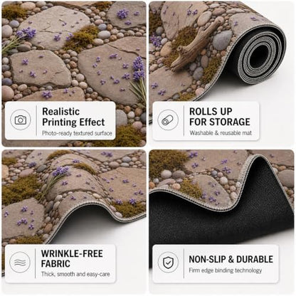 Kate Lavender Stone Photography Floor Mat, Rubber Studio Backdrop 5x4ft - color: Cobblestone, size: 5x4ft