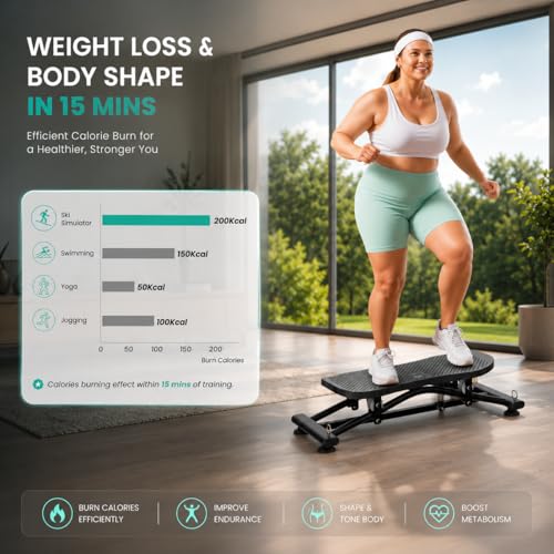 Balance Board for Adults, Rocking Stepper with Resistance Bands, 300LBS Portable Wobble Board, Quiet Side to Side Ski Simulator Trainer Exercise Machine for Home Gym Core Workout