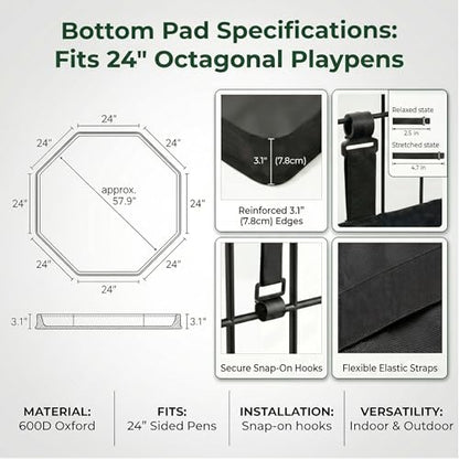 PJYuCien Puppy Playpen with Top Cover & Bottom Pad, 8 Panels 36" H, Gray - color: Gray, size: Medium Pen: 36-Inch High