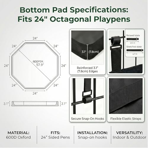 PJYuCien Puppy Playpen with Top Cover & Bottom Pad, 8 Panels 30" H, Black - color: Black, size: Small Pen: 30-Inch High