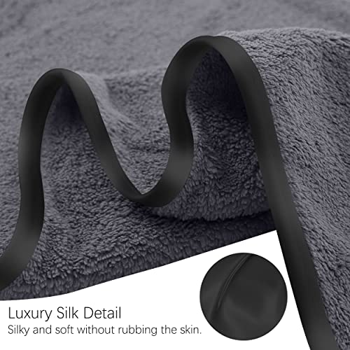 Silk Hemming Hand Towels for Bathroom - Quick Drying - Ultra Soft Microfiber Absorbent Towel for Bath Fitness, Gym, Shower, Hotel, and Spa - 16x28 Inch | Set of 6, Dark Grey