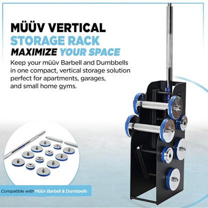 müüv Adjustable Dumbbell & Barbell Set for Home Gym - size: Storage Rack