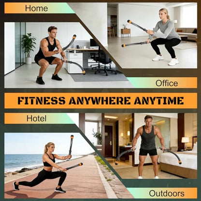 Cordless Battle Ropes, Adjustable Ropeless Battle Rope for Home Gym Workout, Portable Arm Fitness Equipment for Strength Training & Cardio, No Anchor Needed with Training Poster