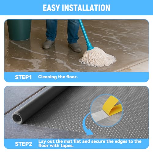 4x10 FT Garage Floor Mat, 2.8mm Thickened Diamond Plate - color: Gray, size: 4x10 FT