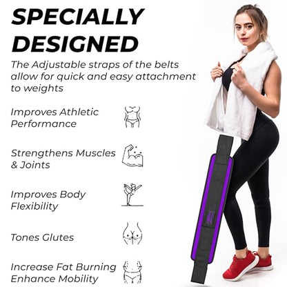 Hip Thrust Belt - Heavy duty, Comfortable, Adjustable Glute Trainer with Anti-Slip Pads. Ideal for Home Workouts with Dumbbells, Kettlebells, Plates. Extra Padding for Gym and Home Fitness hold up to 600 lbs - Purple