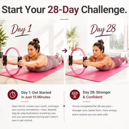 Pilates Kit for Women, Home Workout Equipment Set with Ring, Ball, Resistance Bands, Core Sliders & Ankle/Wrist Weights, Pilates Essentials Kit for Full Body Sculpt, Fat Burn & Beginners