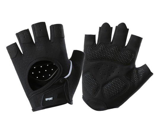 Women-Fingerless-Workout-Gloves, Breathable-Mesh Anti-Slip Palm Cycling-Gloves for Weightlifting Fitness - color: Black, size: Medium