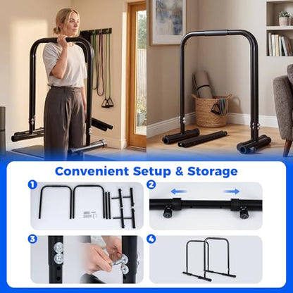 Goplus Adjustable Dip Bar, Heavy Duty Parallette Push Up Stand with 660 LBS Capacity, Anti-Slip Foam Grips, Portable Fitness Workout Dip Station for Home Gym, Calisthenics - size: 2 Side Locked