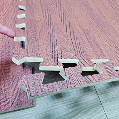 FixtureDisplays® Interlocking Exercise Mat, 1/2 Inch, 24x24 Inch Dark Wood Grain EVA Foam Floor Tiles – for Home Gym, Fitness Equipment Mat, Kids Play Mat, 25-Packs (100 Sq Ft) 119950NEW-NF