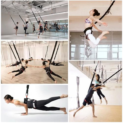 JYHHCYS Bungee Fitness Equipment Set Plus Size, Heavy Duty Aerial Yoga Resistance Rope for Home Gym Training & Fitness, Indoor Bungee Jumping Harness(Full Set 3XL - 220 lbs/100kg)