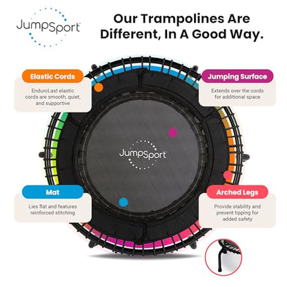 JumpSport 39" Essential Fitness Trampoline | Model 220, 230, 250 | Exercise Trampoline | 30 Low-Impact Bungees Rebounder for Adults