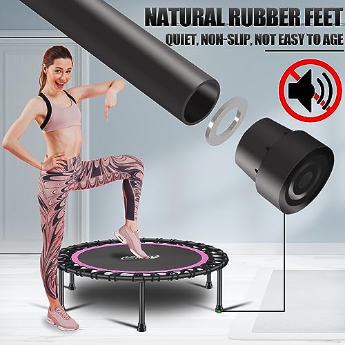 Newan 40"-48" Silent Mini Trampoline Fitness Trampoline Bungee Rebounder Jumping Cardio Trainer Workout for Adults-Max Limit 330lbs