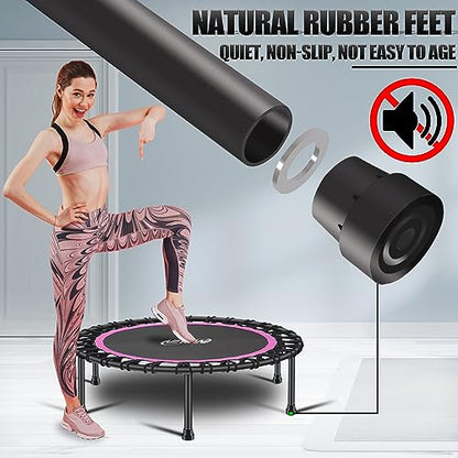 Newan 40"-48" Silent Mini Trampoline Fitness Trampoline Bungee Rebounder Jumping Cardio Trainer Workout for Adults-Max Limit 330lbs