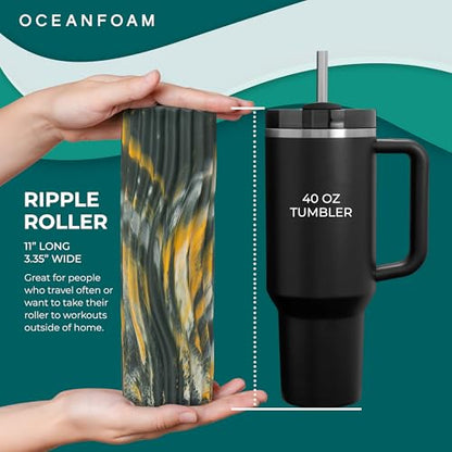 Oceanfoam Ripple Roller, Small Foam Roller (Hunter, Gold & Natural Marbled) - color: Hunter, Gold & Natural Marbled