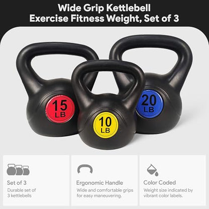 BalanceFrom Kettlebell Sets 30lbs, 45lbs, 50lbs, 75lbs 3 or 4 Piece Strength Training Kettlebells Weight Set, Multiple Sizes - style: 45 lbs Set
