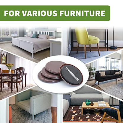 Furniture Sliders for Carpet 8 PCS - 3 1/2" Brown - size: 8 PCS 3 1/2" Brown