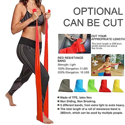 Resistance Bands Professional Bulk Rolls. Elastic Physical Therapy Band. Resistance Bands Elastic Exercise Bands for Recovery, Physical Therapy, Yoga, Pilates, Rehab,Fitness - color: Red - Light
