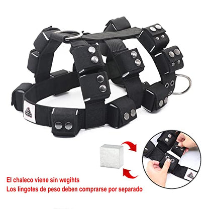 Weighted Tactical Dog Vest, No Pull Harness Symmetric Weight Pockets for Muscle & Weight Loss, Fit Pitbull GSD Husky, Heavy Nylon Service Harness Black - size: Dog's Waist 19.5"-24.5" | VEST ONLY