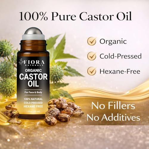 Organic Castor Oil Roll On & Stainless Steel Gua Sha Facial Tool – Metal Face Sculpting Tool, Cooling Gua Sha Oil Massage Set, Jawline Lift, Puffiness Care, Facial Oil Roller for Skin Routine - size: 1 Fl Oz (Pack of 1)