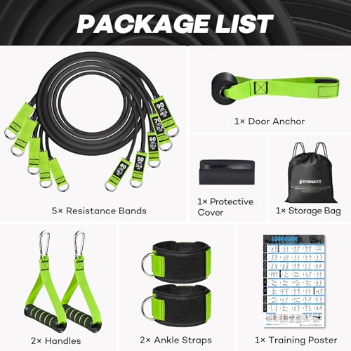 Resistance Bands, 390 LBS Heavy Duty Exercise Bands for Working Out, Workout Bands with Handles, Stretch Band for Men, Fitness Bands for Home Workouts, Muscle Training, Strength, Slim, Yoga