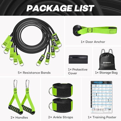 Resistance Bands, 390 LBS Heavy Duty Exercise Bands for Working Out, Workout Bands with Handles, Stretch Band for Men, Fitness Bands for Home Workouts, Muscle Training, Strength, Slim, Yoga
